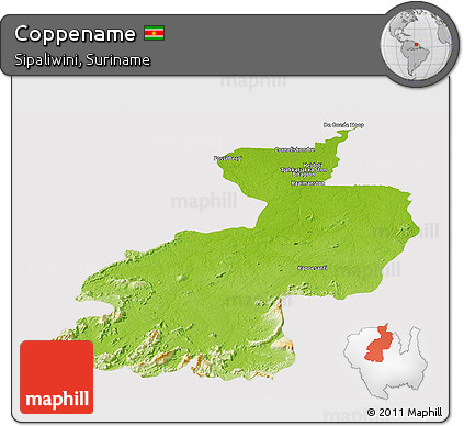 Physical Panoramic Map of Coppename, cropped outside