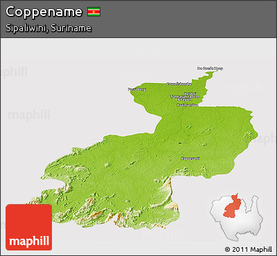 Physical Panoramic Map of Coppename, cropped outside