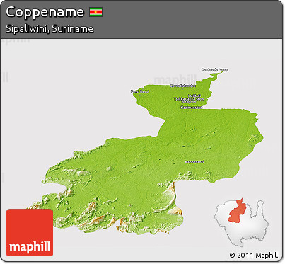 Physical Panoramic Map of Coppename, cropped outside