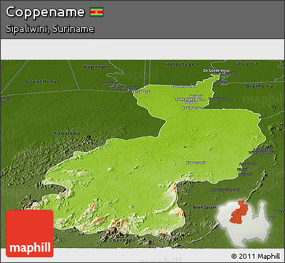 Physical Panoramic Map of Coppename, darken