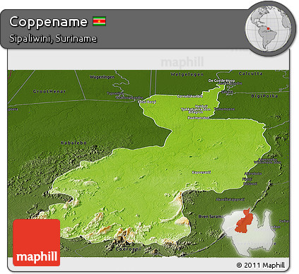 Physical Panoramic Map of Coppename, darken