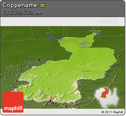 Physical Panoramic Map of Coppename, darken