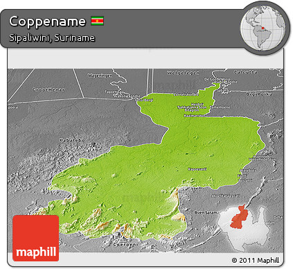 Physical Panoramic Map of Coppename, desaturated