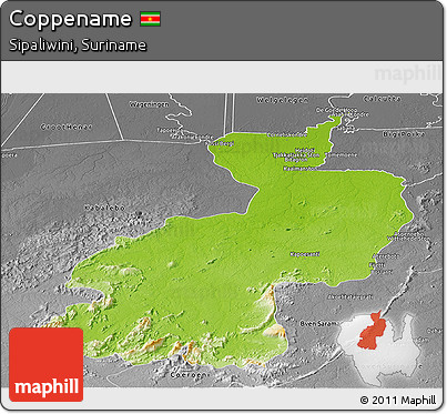 Physical Panoramic Map of Coppename, desaturated