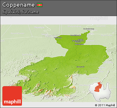 Physical Panoramic Map of Coppename, lighten