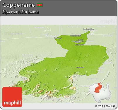 Physical Panoramic Map of Coppename, lighten