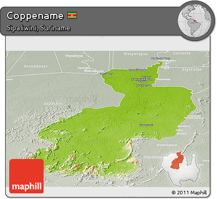 Physical Panoramic Map of Coppename, lighten, semi-desaturated
