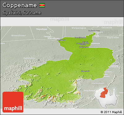 Physical Panoramic Map of Coppename, lighten, semi-desaturated