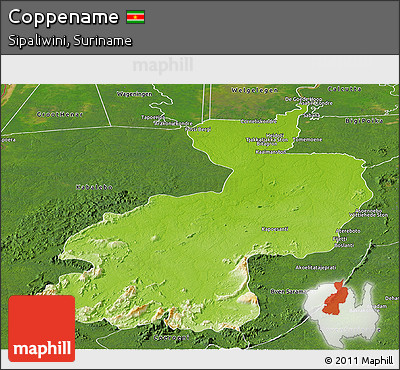 Physical Panoramic Map of Coppename, satellite outside