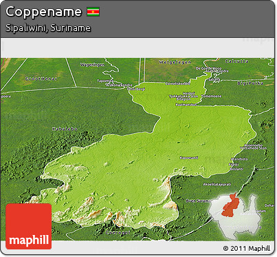 Physical Panoramic Map of Coppename, satellite outside