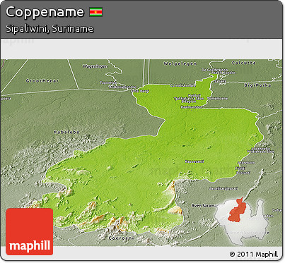 Physical Panoramic Map of Coppename, semi-desaturated