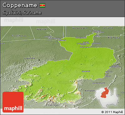 Physical Panoramic Map of Coppename, semi-desaturated
