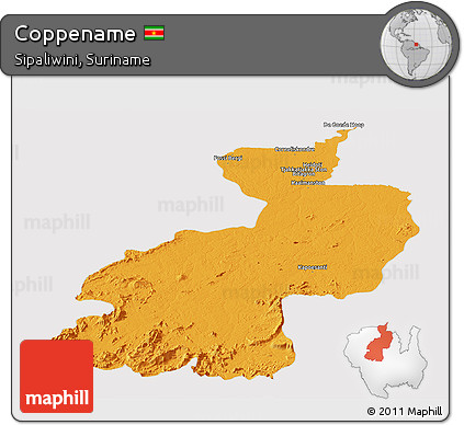 Political Panoramic Map of Coppename, cropped outside