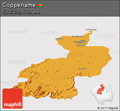 Political Panoramic Map of Coppename, cropped outside