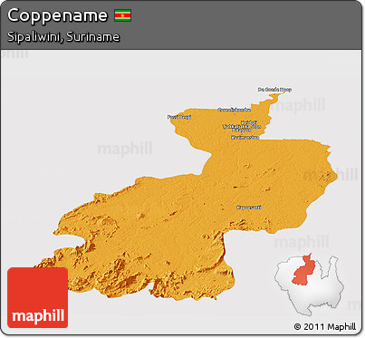 Political Panoramic Map of Coppename, cropped outside