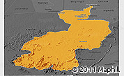 Political Panoramic Map of Coppename, darken, desaturated