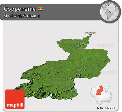 Satellite Panoramic Map of Coppename, cropped outside