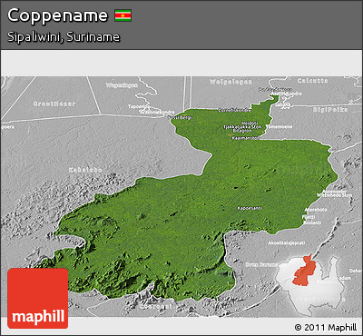 Satellite Panoramic Map of Coppename, lighten, desaturated