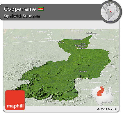 Satellite Panoramic Map of Coppename, lighten