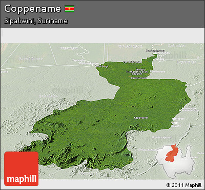 Satellite Panoramic Map of Coppename, lighten