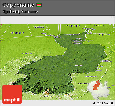 Satellite Panoramic Map of Coppename, physical outside