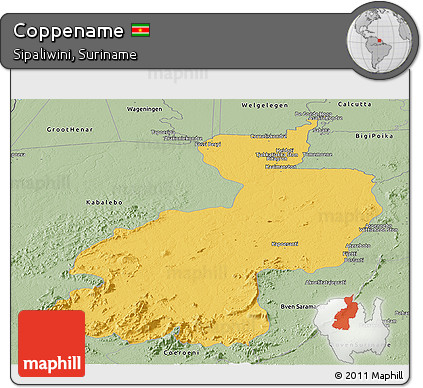 Savanna Style Panoramic Map of Coppename