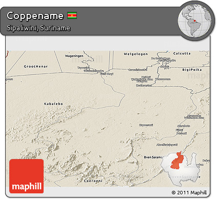 Shaded Relief Panoramic Map of Coppename