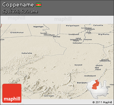 Shaded Relief Panoramic Map of Coppename
