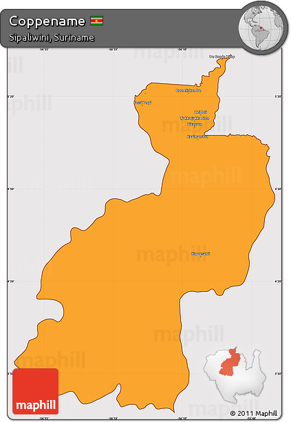 Political Simple Map of Coppename, cropped outside