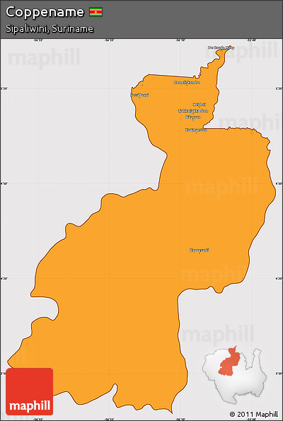 Political Simple Map of Coppename, cropped outside