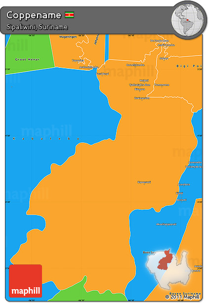 Political Simple Map of Coppename
