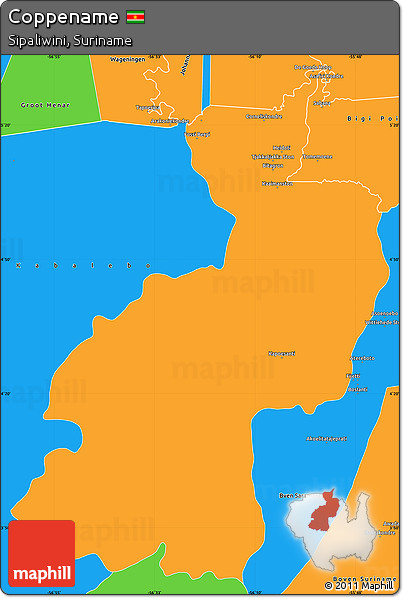 Political Simple Map of Coppename