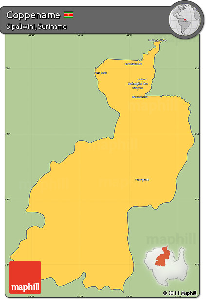 Savanna Style Simple Map of Coppename, cropped outside