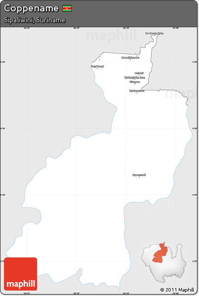 Silver Style Simple Map of Coppename, single color outside