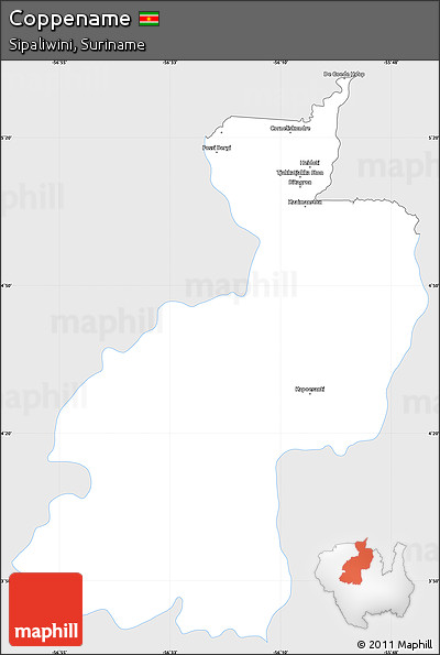 Silver Style Simple Map of Coppename, single color outside