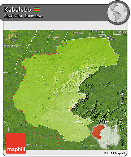 Physical 3D Map of Kabalebo, satellite outside