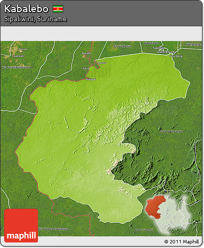 Physical 3D Map of Kabalebo, satellite outside