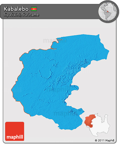 Political 3D Map of Kabalebo, cropped outside