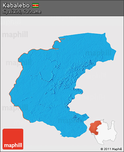 Political 3D Map of Kabalebo, cropped outside