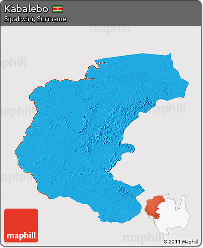 Political 3D Map of Kabalebo, cropped outside