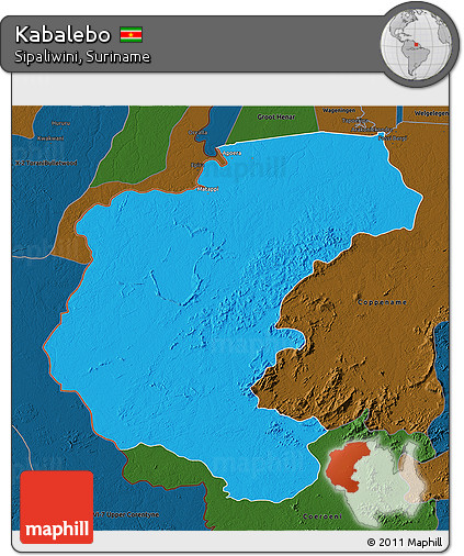 Political 3D Map of Kabalebo, darken