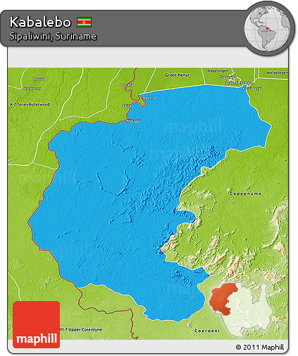 Political 3D Map of Kabalebo, physical outside