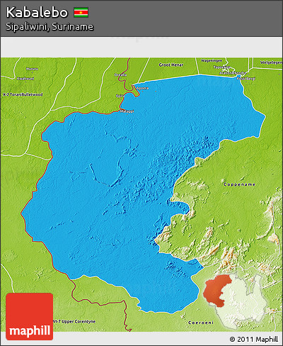 Political 3D Map of Kabalebo, physical outside