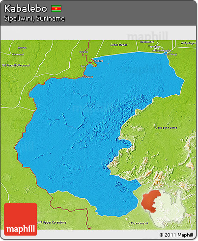 Political 3D Map of Kabalebo, physical outside