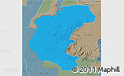 Political 3D Map of Kabalebo, semi-desaturated