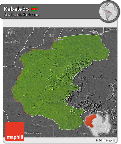 Satellite 3D Map of Kabalebo, desaturated
