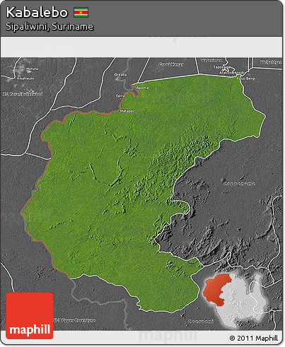 Satellite 3D Map of Kabalebo, desaturated