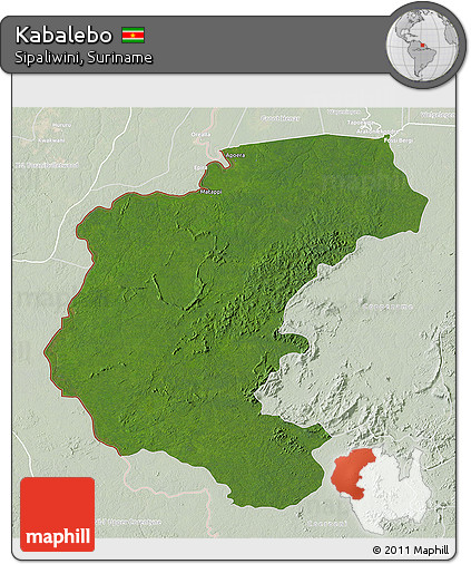 Satellite 3D Map of Kabalebo, lighten