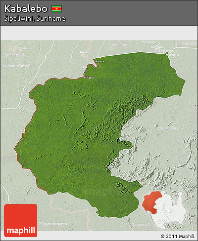 Satellite 3D Map of Kabalebo, lighten