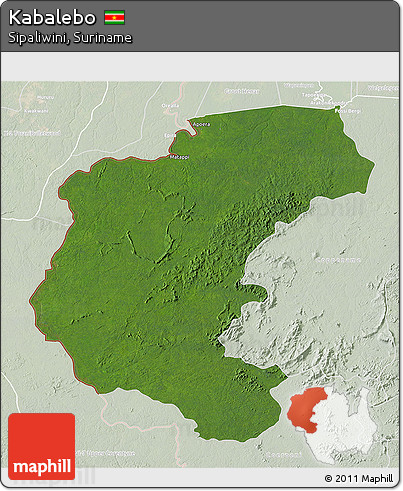 Satellite 3D Map of Kabalebo, lighten